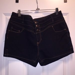 High-Waist dark denim shorts
