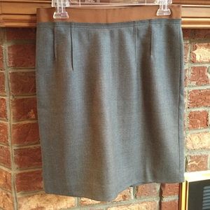 LOFT Gray skirt with grosgrain ribbon trim