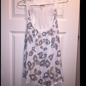 Express tank w/sequin leopard pattern