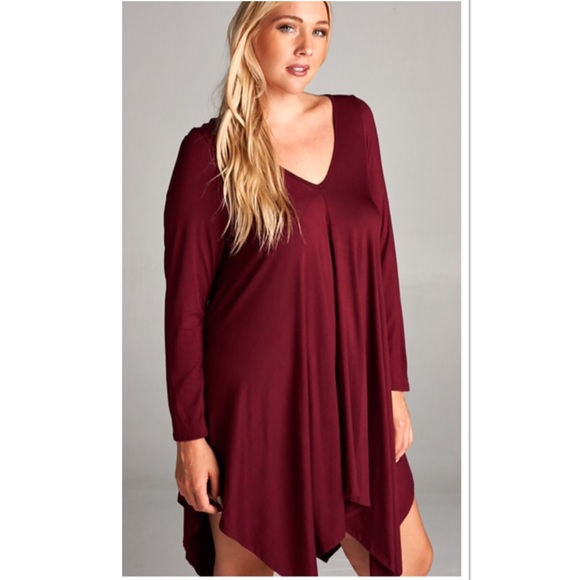 ‼️1 LEFT ‼️3X WINE SWING DRESS PLUS - Picture 2 of 3