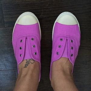 Bright purple slip-ons