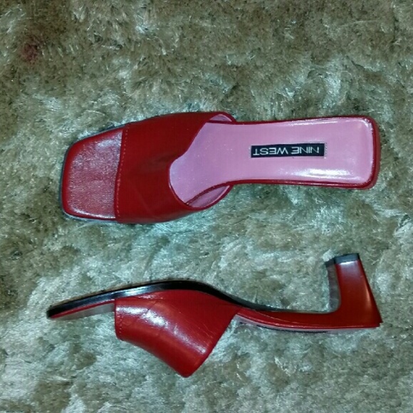 Red leather Nine West heels