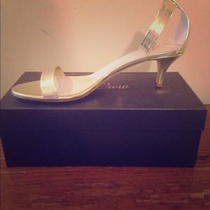 J. Crew metallic gold kitten heels