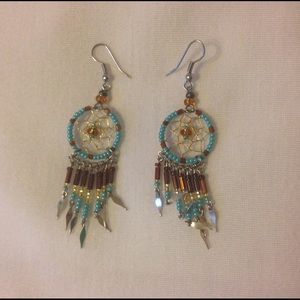 Beaded dream catcher earrings