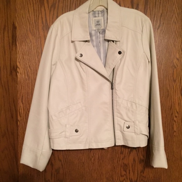 Cream Faux Leather Jacket