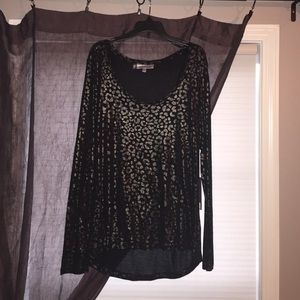 Long Sleeved Jennifer Lopez Black Leopard Shirt