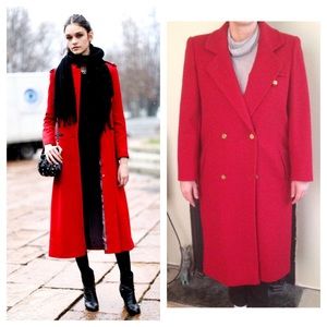 VINTAGE🌹👠✨Long Red 100% Wool Coat