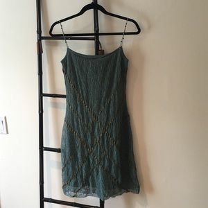 New - Christian Dior Teal Lace Knit Dress