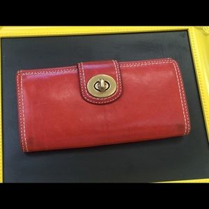 Coach coral checkbook wallet