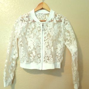 Sheer White Cropped Jacket