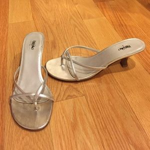 Sliver Kitten Heel Sandals