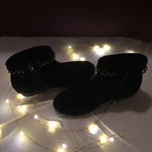 black small wedge half boot