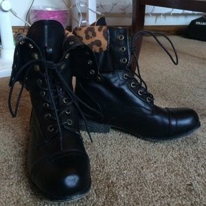 Leopard Print Combat Boots