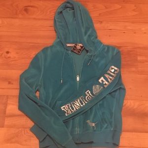 VS PINK velour zip up hoodie with Bling