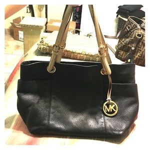 Michael Kors Black Leather Tote Bag