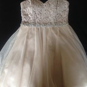 Beige Strapless Formal Dress