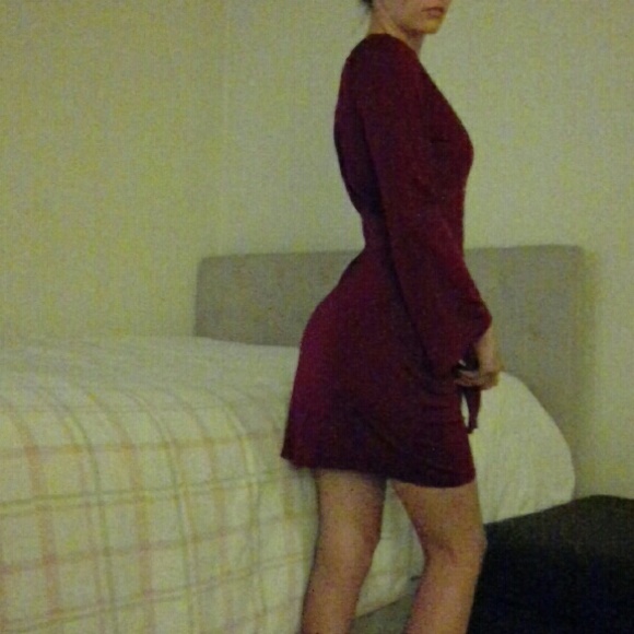 Maroon/Purple-y V neck Dress