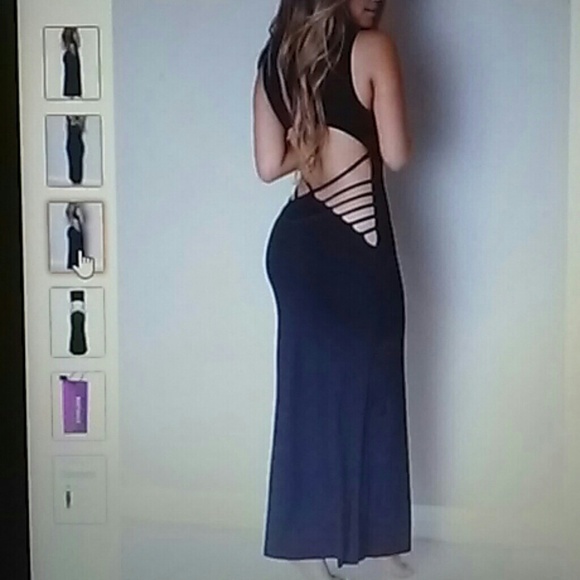 NEW black sexy cut out dress maxi sleeveless - Picture 3 of 5