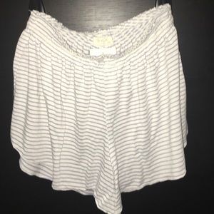 Light blue and white striped flowy shorts