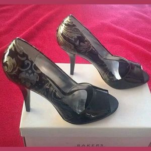 *NEW* BAKERS Black Patent Peep Toe Heel