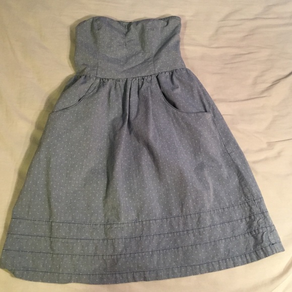 Strapless blue dress