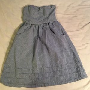 Strapless blue dress