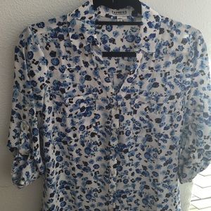 Express blue floral Portofino shirt