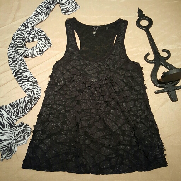 BKE Black Distressed Babydoll Tank
