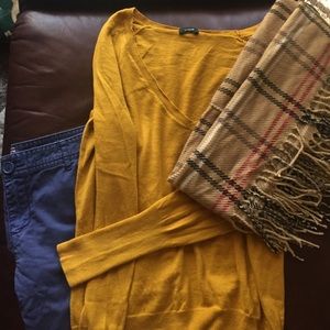 J Crew v neck soft mustard yellow sweater