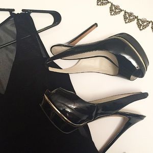 Patent leather sling backs