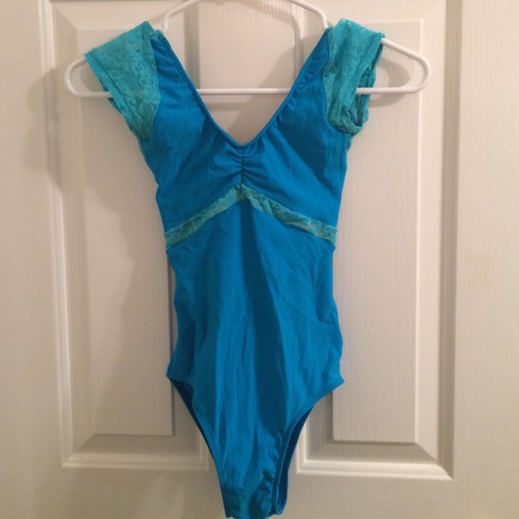 Class In Other - Class in blue lace cap sleeve leotard