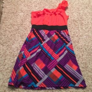 MULTI COLOR ONE SHOULDER DRESS