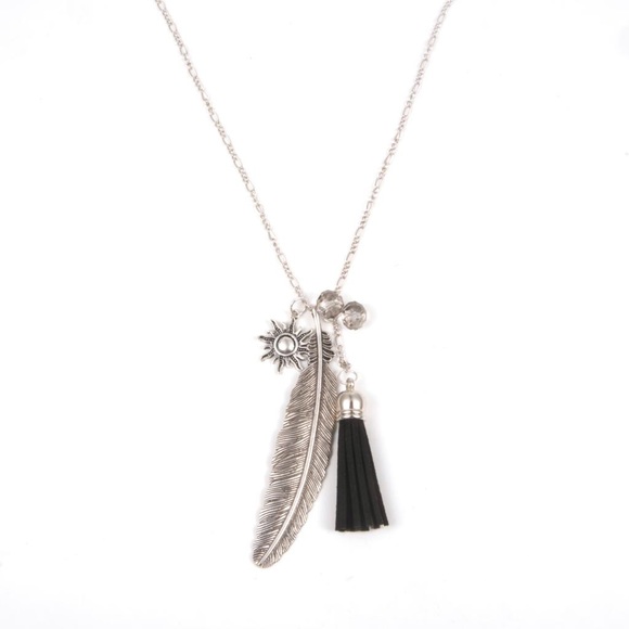 🛍 Long Tassel Feather Necklace - Picture 2 of 3