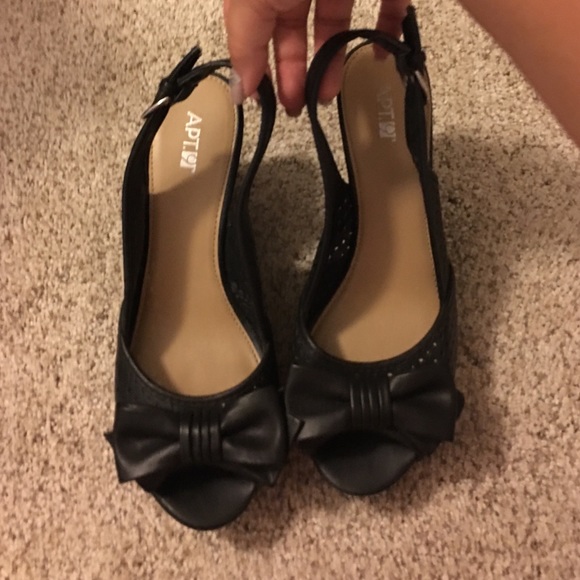Apt. 9 Shoes - Black Wedges with bow