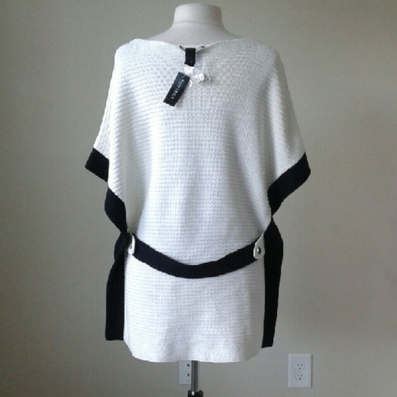 Color block ribbed poncho sweater - Picture 3 of 3