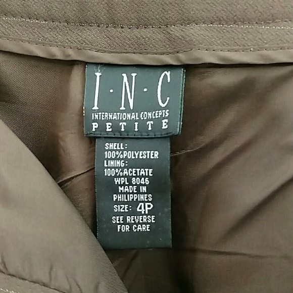 INC petite 4 brown pinstripe slacks - Picture 4 of 4