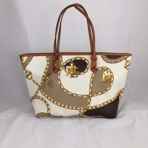 Ralph Lauren Equestrian Tote Handbag Canvas