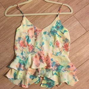 ASTR floral lined tank with zipper detail