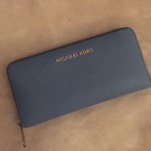 Blue Jet Set Travel Continental Saffiano Wallet