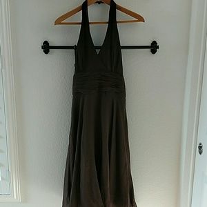 LondonTimes 8p ciffon silk halter dress in brown