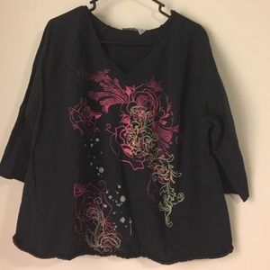 1X plus size 3/4 length sleeve T-Shirt