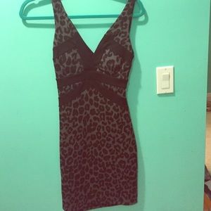 Grey and black cheetah dress with open cross back