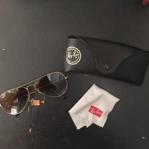 Ray-Ban Aviators Gold Frame Brown Gradient Lens