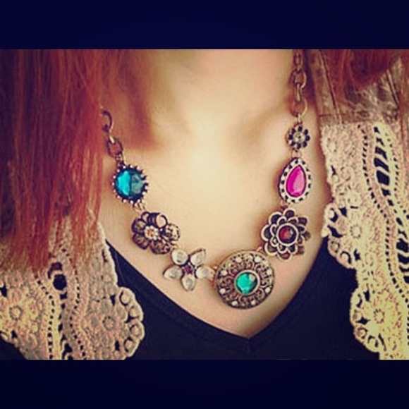 Jeweled statement necklace