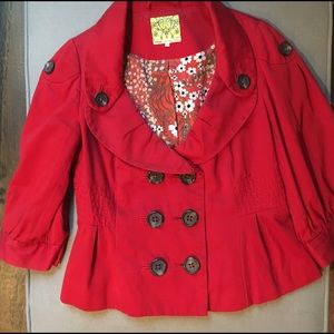 Anthro Red Blazer Suit Jacket