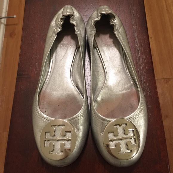 Tory Burch silver flats