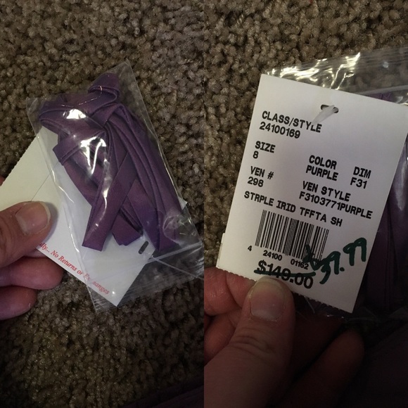 David's Bridal iridescent purple strapless dress - Picture 3 of 5