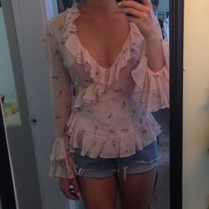 Vintage pale pink silk wrap top