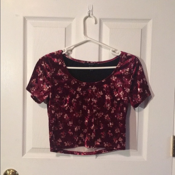 Forever 21 Red Velvet Floral Crop Top