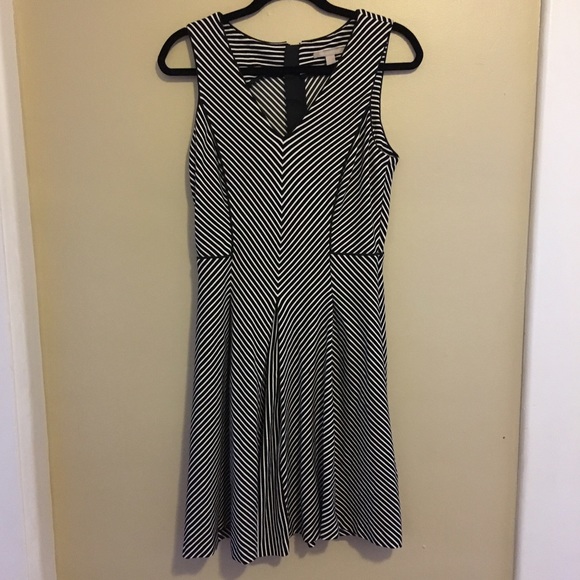 Banana Republic asymmetrical black striped dress